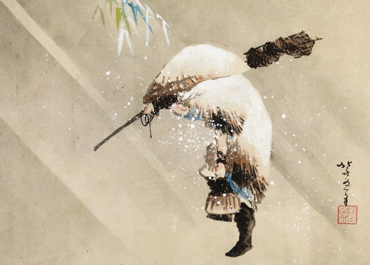 Fisherman Carrying His Net in the Snow, Katsushika Hokusai