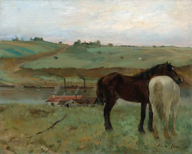 Horses in a Meadow, Edgar Degas