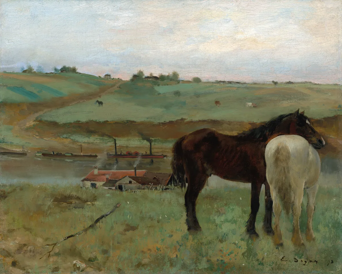 Horses in a Meadow, Edgar Degas