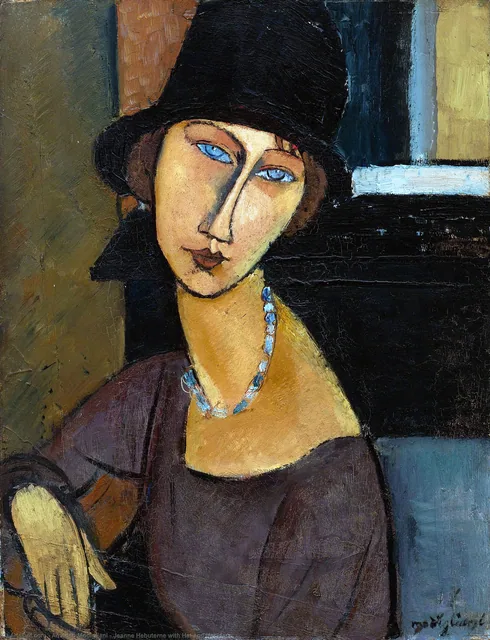 Jeanne Hebuterne with Hat and Necklace, Amedeo Modigliani