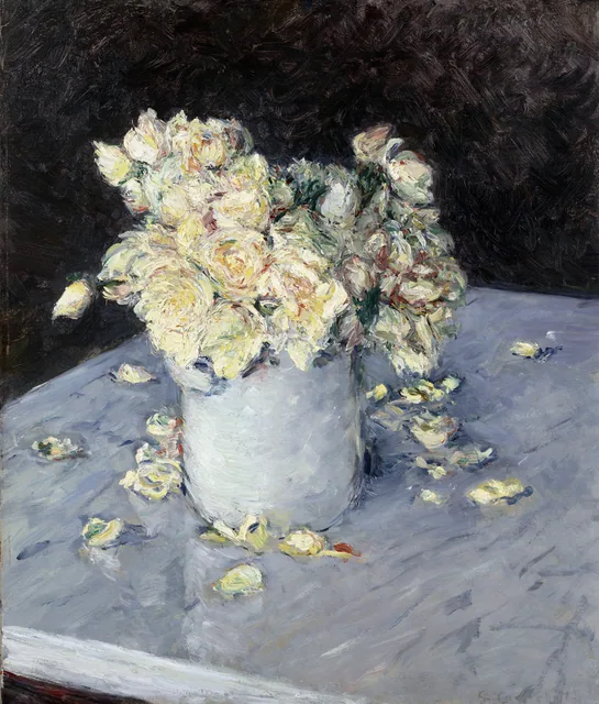 Yellow Roses in a Vase, Gustave Caillebotte