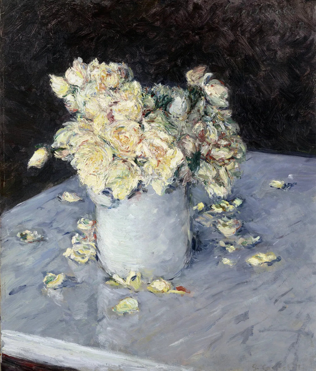 Yellow Roses in a Vase, Gustave Caillebotte
